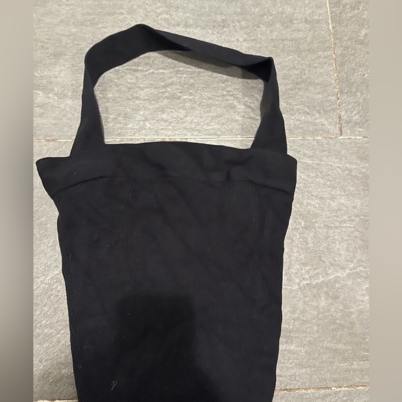 Reformation Galina organic cotton sweater halter tank black ribbed knit - Picture 5 of 6